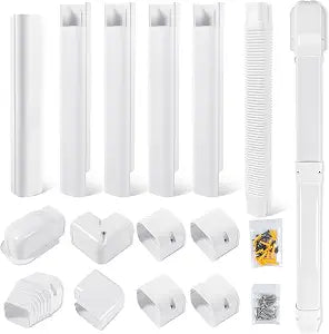 3" 10Ft PVC Decorative Line Set Cover Kit - Protection for Mini Split, Central Air Conditioner & Heat Pump(White)