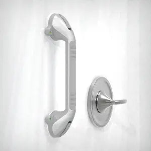 17-inch Suction Shower Grab Bar with Indicators, Tool-Free Installation, Steady Handle for Balance Assist for Bathtub,Bathroom,Toilet, Dual Tone Silver/Grey