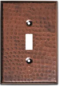 Monarch Abode Single Toggle Light Switch Cover Plate 1-Gang Pure Copper Outlet Covers, Hand Hammered Decorative Outlet Cover Wall Plates, Light Switch Plate Covers for Electric Outlets, Pack of 1