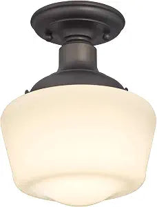 Westinghouse Lighting 6342200 Scholar One-Light Indoor Semi-Flush Ceiling Fixture, Oil Rubbed Bronze Finish with White Opal Glass