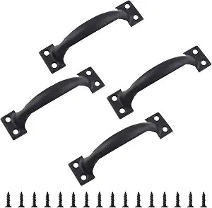 Bivethoi 4pcs 4 Inch Vintage Barn Door Pulls, Black