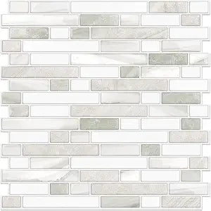 Peel and Stick Backsplash Tiles, Light Green, 10 Sheets Thicker