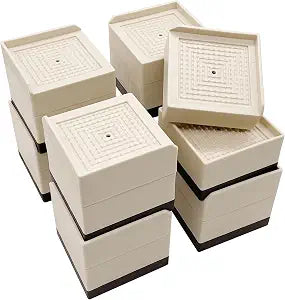 Bed Risers, Furniture Risers 3 inch, Heavy Duty Raise Blocks for Bed Couch Desk Sofa Table, Adjustable Lifters Support up to 1300 Lbs (Beige, 8 Pack Set)