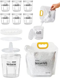 Refillable Moisture Absorber, 6 Pcs and 52 oz Refill Beads, Fragrance Free