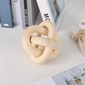 Jlong Wood Knot Decor Chain Link Modern Farmhouse Boho Coffee Table Accent