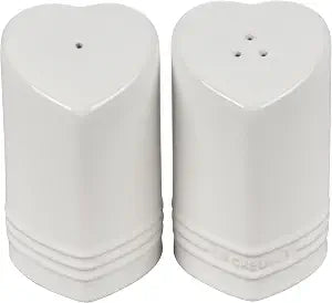 Le Creuset Stoneware Heart Shaped Salt & Pepper Shakers, 4 oz. Each, White