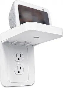 Outlet Shelf with Cord Storage, White Wall Holder for Bathroom, 1 Pack