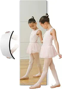quegau Full Length Mirror for Kids Safety Shatterproof Mirror,Plastic Wall Mirrors,Made of Acrylic Plexiglass Mirrors,4 Pcs 10"x10",Long Bedroom Door Closet Miroir,Workout for Home Gym Body Miroir