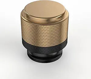 Asidrama 10 Pack Matte Black and Champagne Bronze Kitchen Knurled Cabinet Knobs Dresser Knob Drawer Knobs Cabinet Hardware Zinc Knob for Dresser Drawers