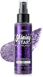 Purple Body Glitter Spray, Long-Lasting Body Shiny for Stage Makeup