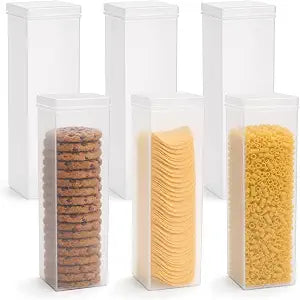 6 Pcs 10" Plastic Cracker and Cookie Keepers, Square Saltines Storage Container with Lid, Airtight Cracker Holder Saver for Spaghetti, Cereal, Biscuit