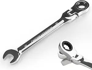 Egofine 10mm Ratchet Wrench Flex Head, Ratcheting Combination Wrench Metric, Industrial Grade Gear Spanner with 12 Point Box End, 72-Teeth Ratchet, Chrome Vanadium Steel