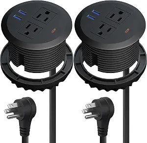 3-inch Desktop Power Grommet,2-Pack,PD30W USB-C,6.3ft Cord,Black