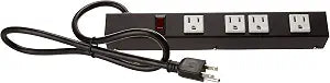 OT1043 Heavy Duty Metal Power Strip Surge Protector with Mounting Parts 4 outlets 3 Feet Power Cord