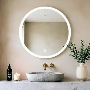 20 Inch Round LED Bathroom Mirror with Frontlit and Backlit, Lighted Vanity Bathroom Mirror, Stepless Dimmable & 3 Colors (3000K/4000K/6000K), IP54 Waterproof
