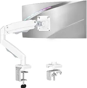 Single Monitor Mount for 32 27 24 22 inch Screen, Monitor Arm Holds 4.4-22 lbs, Monitor Desk Mount, Gaming & Home Office Use, VESA 75x75mm & 100x100mm, Pro White
