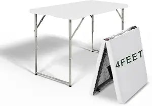 HULKFIT 4 Foot Folding Table, White