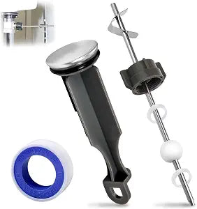 3 Pcs Sink Drain Parts, Lavatory Pop up Stopper Assembly with Plug, Faucet RP5648BN Drain Stopper, Pivot Rod Bathroom Sink Repair Kit for Price Pfister & Popular Brand, 18MM Ball, Chrome