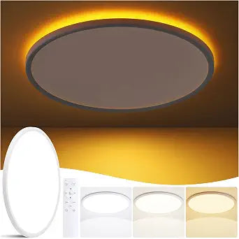 11 Inch Flush Mount Ceiling Light with Night Light, 24W 2400LM, Dimmable LED Ceiling Lights Fixture with Remote Control, 3000K/4000K/6500K Selectable, Slim Bright Bedroom Light Fixture, Round White