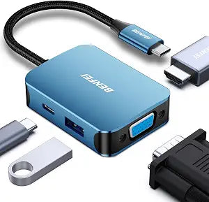 BENFEI USB C HUB 4in1, USB Type-C to HDMI VGA Adapter,USB C to USB Adapter