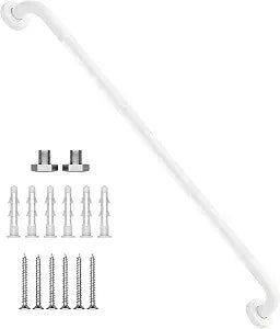 36 Inch Shower Grab Bar 1.25" Dia, White Anti Slip Bathroom Grab Bar, 304 Stainless Steel Knurled Handicap Grab Bars, Safety Support Handrail, Assist Bath Shower Handle for Elderly Injury Senior