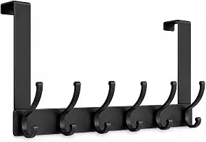 Over The Door Hooks Hanger with 7" Arms, Door Hooks for Hanging, Fit 1 3/4" Door, F7U, Towel Racks Organizer Holder for Bathroom - Black