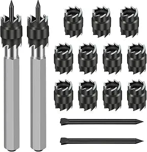 EEEkit 15 PCS Rotary Spot Weld Cutter Set Double Sided, HSS 3/8" Spot Weld Remover Drill Bits Hex Sheet Metal Hole Cutter for Power Drill Spot Welding