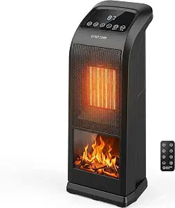 COMFORT ZONE 18" Oscillating Tower Heater with 3D Flame Effect