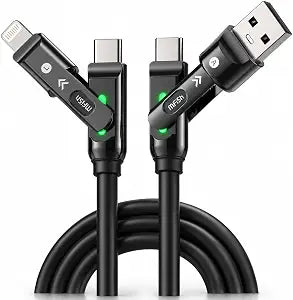 MFish USB C to USB C Cable, 240W 4 in 1 Charging Cable, Black, 6.6FT