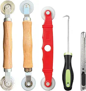 Screen Repair Kit & Window Screen Replacement Kit with Spline Roller Tool, Spline Removal Hook, Screen Cutter - Easy to Use 5-in-1 Tool for Screen Door Repair, Windows, Patio & Sliding Doors