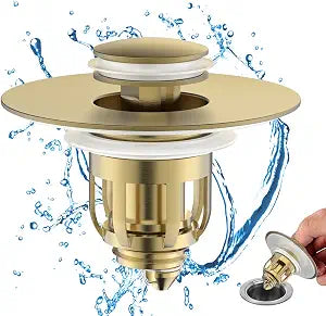 MUAIOLAUS Universal Bathroom Sink Stopper, Pop Up Sink Stopper with Basket Hair Catcher, Anti Clogging Sink Drain Filter for 1.06"-1.65" Drain Holes