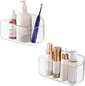 CGBE 2-Pack Cabinet Door Organizer, Self Adhesive Bathroom Shelves, Clear