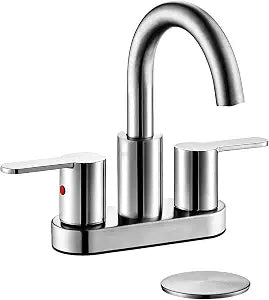 Chrome 4 Inch Centerset Bathroom Sink Faucet 3 Holes with Pop up Drain