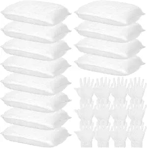 24 Pcs Wood Staining Kit Include Stain Applicator Pads and Disposable Nitrile Gloves, 12 Microfiber Sponge Pads Lint Free with 12 Rubber Gloves for Wood and Oil Based Finishes Dyeing Cleaning, White