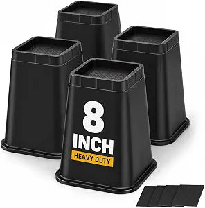 8 Inch Bed Risers 4 Pack, Heavy Duty Furniture Lifts for Beds & Tables