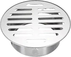 PATIKIL Floor Drain Cover 5" x 4" (110 Flat Mouth), 1 Pcs 304 Stainless Steel Round Anti Blocking Snap-in Drain Strainers for Outdoor Bathroom Kitchen Washroom Landscaped, Silver