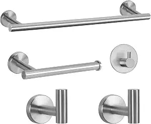 NearMoon Bathroom Hardware Set SUS 304 Thicken Stainless Steel-Towel Bar Set Include 20" Towel Rod, Toilet Paper Holder, Multifunctional Hooks Bathroom Accessories (Brushed Nickel, 5 Pcs)