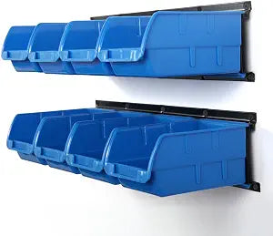 Wallmaster 8-Bin Wall Mounted Plastic Storage Bins Hanging Organizer Bins