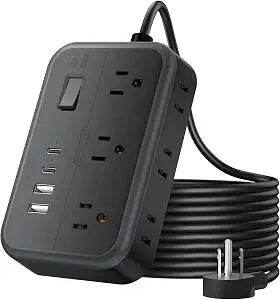 Extension Cord 25 Ft NTONPOWER Long Extension Cord with 6 Widely Spaced Outlet, Power Strip with 4 USB Port(2 USB-C), Wall Mount for Home Office, Dorm Room and Nightstand, Black