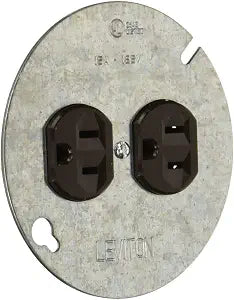 Leviton Duplex Receptacle, Commercial Specification Grade, Mounted to 4" Cover, 15 Amp, 125 Volt, Side Wire, NEMA 5-15R, 2-Pole, 3-Wire, 5042, Black