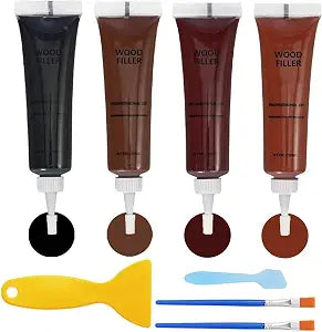 Kenbry Dark Wood Repair Kit, 4 Color Wood Filler for Furniture Scratches