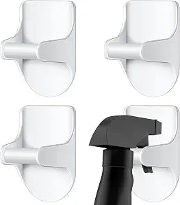 Taiyin 4 Pcs Wall Mount Spray Bottle Hooks Holder, White