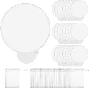 Roowest 12 Pcs 7.87" Round Sublimation Blank Foldable Fan, White, 24 Pcs