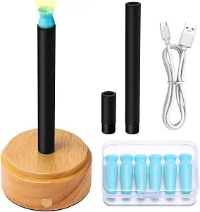 Rechargeable LED Scleral & RGP Contact Lens Inserter Kit, Adjustable brightness non-handheld stand, USB Rechargeable, 6 Vented Scleral Sticks,2 Interchangeable Tubes,BPA-Free Lens Application Tool