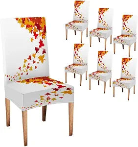 EMMTEEY Fall Maple Autumn Leaves Thanksgiving Dining Chair Covers Set of 6