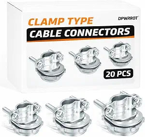 20 Pack 1/2" 3/4" 1" Cable Connectors for Romex, Zinc Alloy Wire Clamps