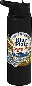 Blue Plate Supper Kitchen Vintage Stainless Steel Insulated Water Bottle