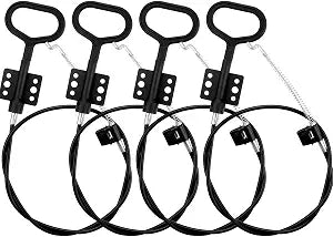 4Pcs Recliner Pull Cable Replacement, Universal D-Ring Sofa Recliner Cables Black Couch Release Cables Replacement, Hook Exposed Cable Length 4.75 Inch with S Tip, Total Length 36.5 Inch