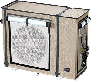 NGB Mini Split Cover, 29.1x 11.8x 21.7 Inch Air Conditioning Condensing HVAC Outdoor Unit Cover, Waterproof, Windproof, Snowproof, For All Seasons, Khaki Color.