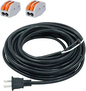 25FT Replacement Power Cord Pigtail 18 AWG Polarized 2 Prong Plug 2 Wire Round Electric Power Supply Cable Open End 110V Black Cable Open Wire 2C Repair Old Electrical Cord 120V 10A Stripped Off Cords